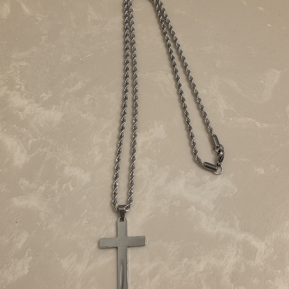 Men's Stainless Steel Cross Necklace - Picture 7 of 7